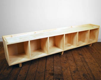 PINE Six Cube Bench/Entertainment Center Finished/Unfinished Modern Minimalist Wood Storage Furniture