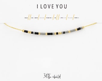 Custom Morse Code Necklace, I love You Necklace, Personalize Gift Necklace, Quote Necklace, Inspirational Necklace, Hidden Message Necklace.