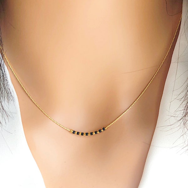 Gold Bead Necklace/Minimalist Necklace Tiny Bead Necklace Delicate Necklace Layering Necklace Thin Necklace/Short Necklace Tiny Necklace