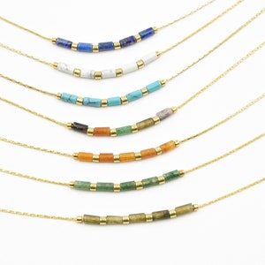 Minimalist Bead Necklace, Delicate Gold Beaded Necklace, Gemstone Necklace, Dainty Bead Necklace, Small Beads Necklace, Thin Necklace