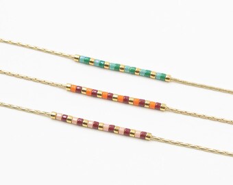 Tiny colorful Bead Necklace/Gold Necklace/Layering Necklace/Tiny Bead Necklace/Simple Necklace/Minimalist Necklace/Delicate Gold Necklace.