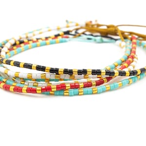Delicate Beaded Bracelet, Adjustable String Bracelet, Tiny Beaded Friendship Bracelet, Boho Bracelet, Seed Bead Bracelet, Everyday Bracelet.