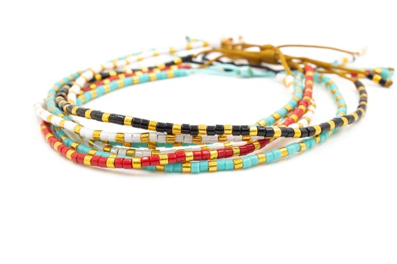 Buy Delicate Beaded Bracelet, Adjustable String Bracelet, Tiny Beaded  Friendship Bracelet, Boho Bracelet, Seed Bead Bracelet, Everyday Bracelet.  Online in India 