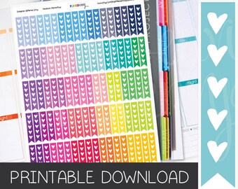 Printable Planner Stickers  - Heart Checklist To Do Stickers - Instant Download - Erin Condren ECLP Stickers Flags