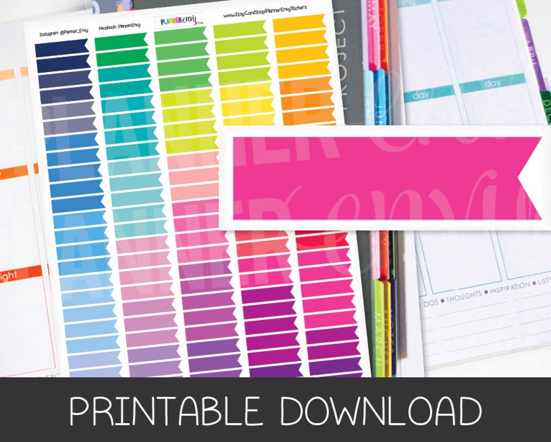 Printable Planner Stickers - Blank Flag Headers - Instant Download ...