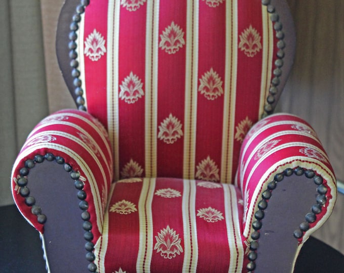 Vintage Doll Chair 18 Inch Doll Chair High Back Doll Chair Upholstered