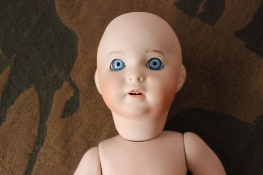 Porcelain Bisque Doll Blank 13 Articulated Shoulders Hips Neck Blue