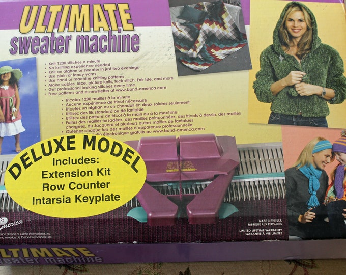 Bond Deluxe Ultimate Sweater Machine 2006 Knitting Machine Original Box Includes Extension Kit