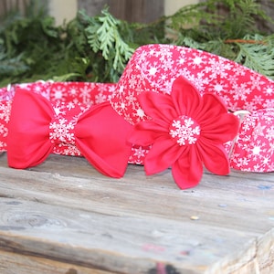 Red and white snowflake dog collar, no slip Dog collar, Martingale dog collar, Buckle dog collar, * More info on 2" in description