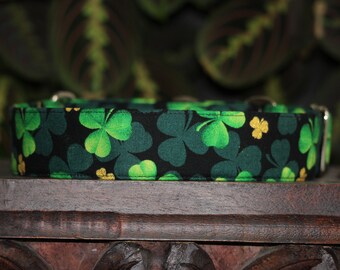 St patricks day dog collar, shamrock wide martingale dog collar, wide dog collar, extra large dog collar, collar for boy dog