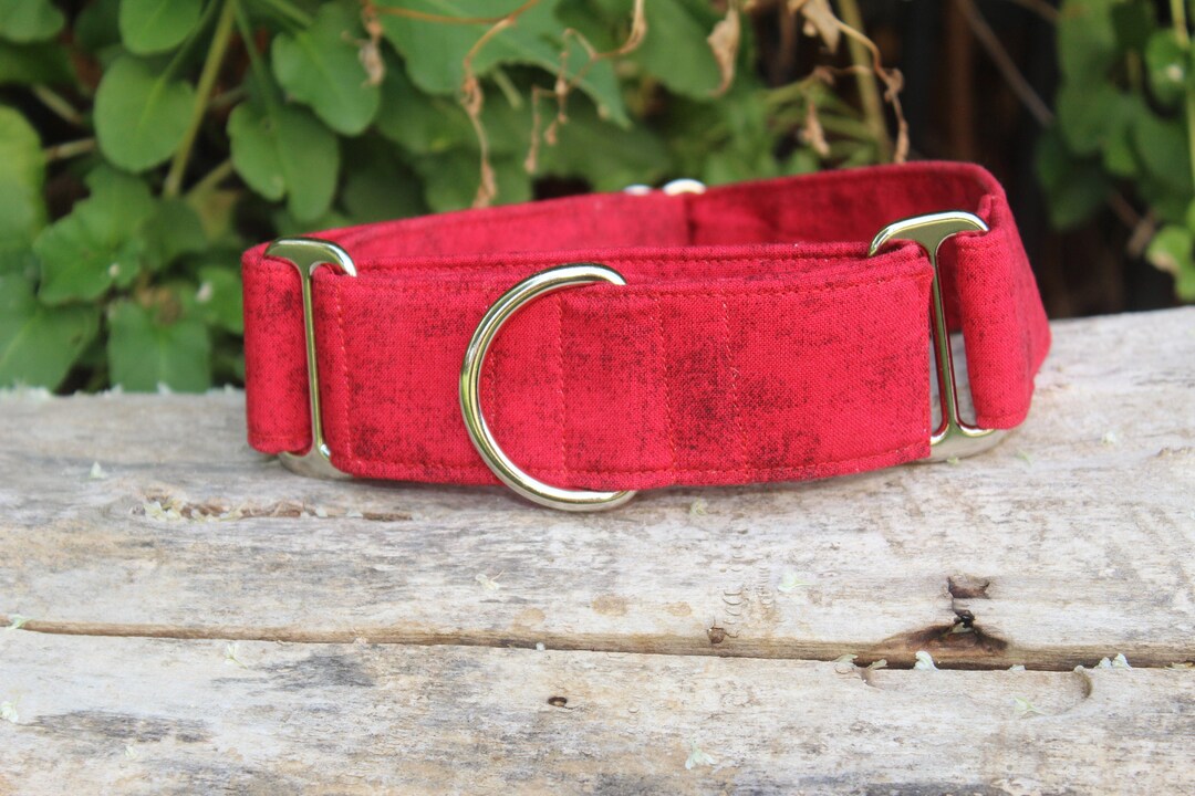 Red Dog Collar, Thick, Wide No Slip Dog Collar, Martingale OR Buckle