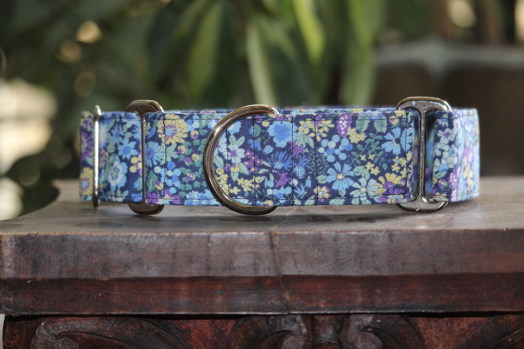Blue Flower Dog Collar No Slip Dog Collar Martingale Dog Etsy