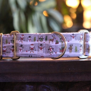 Snowman, penguin, Santa Christmas dog collar, no slip Dog collar, Martingale dog collar, Buckle dog collar