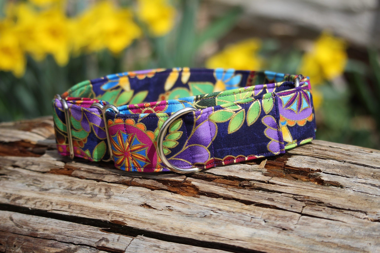 Martingale dog collar Purple martingale dog collar Flower Etsy
