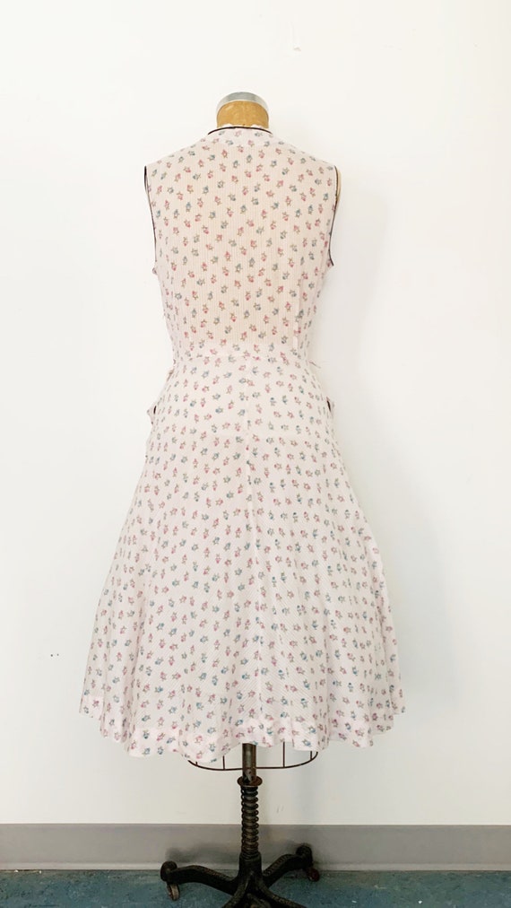 1950s / 50s Vintage Pink Basket Novelty Print Fit… - image 6