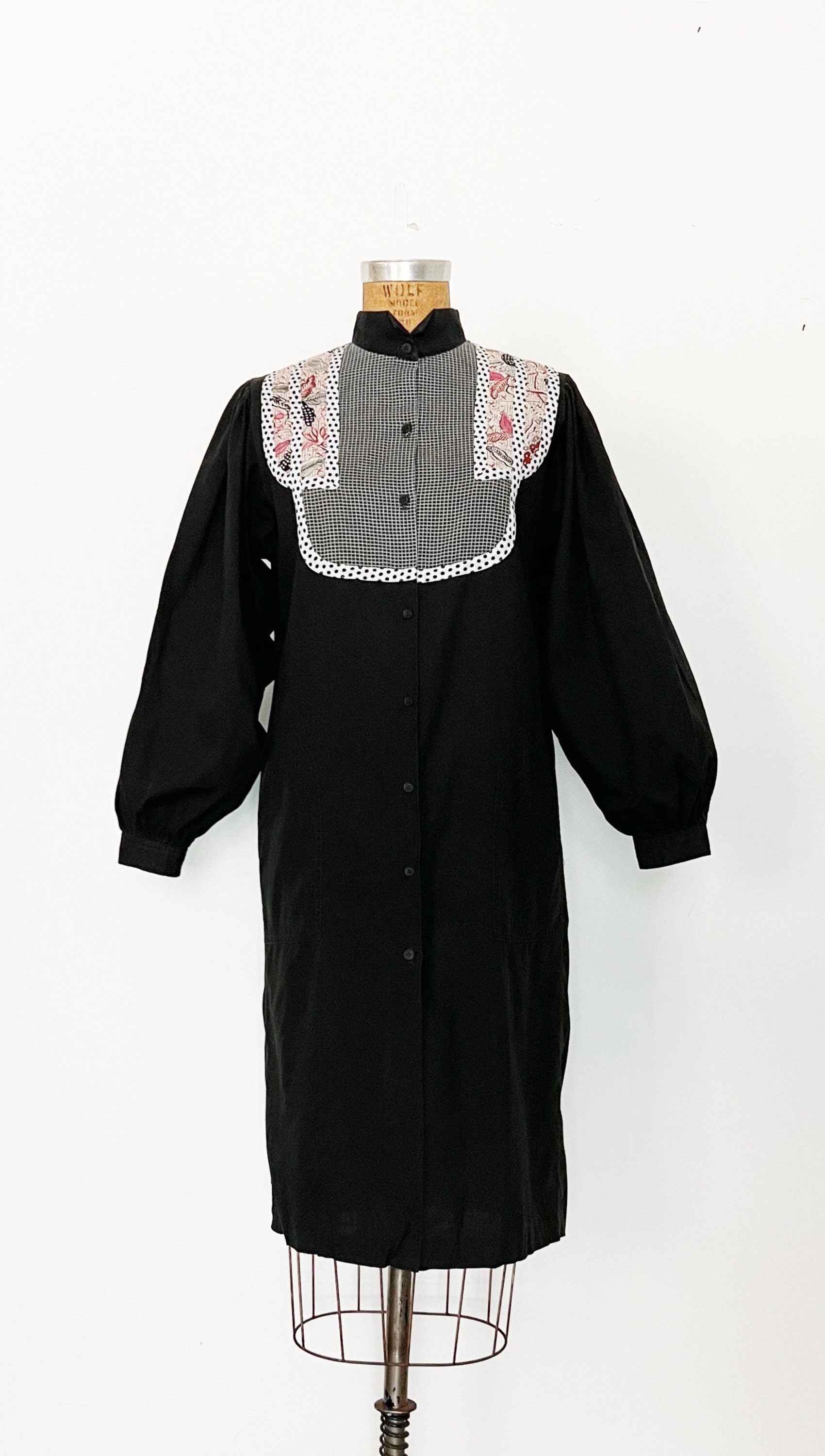 1980s / 80s Vintage Koos Van Den Akker Black Cotton Quilted