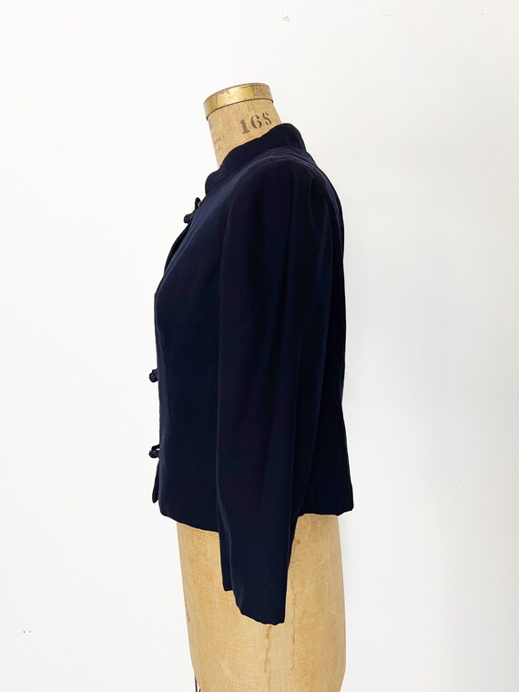 SALE 1950s / 1960s Vintage Boxy Navy Crepe Jacket… - image 5