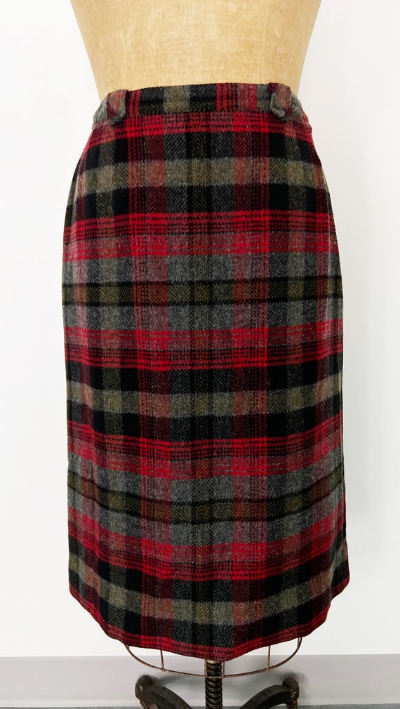 1950s / 50s Vintage Pendleton Wool Check Pencil Skirt… - Gem