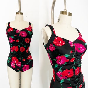 Maillot de bain une pièce floral foncé vintage des années 1990/50/Maillot de bain/Petit