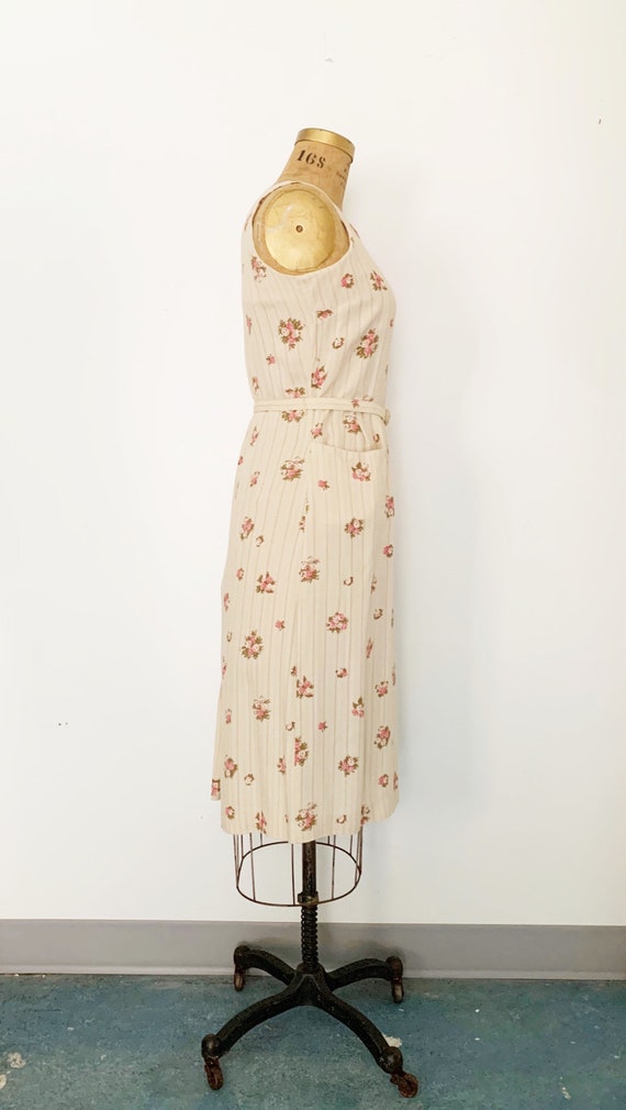 1950s / 50s Vintage Rose Print Sheath Dress and J… - image 4