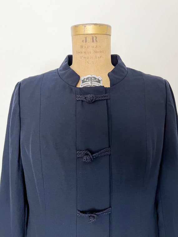 SALE 1950s / 1960s Vintage Boxy Navy Crepe Jacket… - image 2