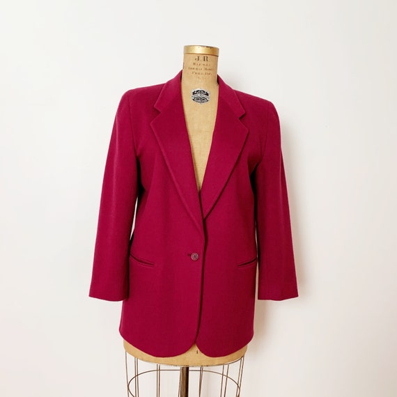 1990s / 90s Vintage Berry Oversized Wool Blazer /
