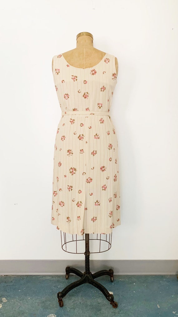 1950s / 50s Vintage Rose Print Sheath Dress and J… - image 5