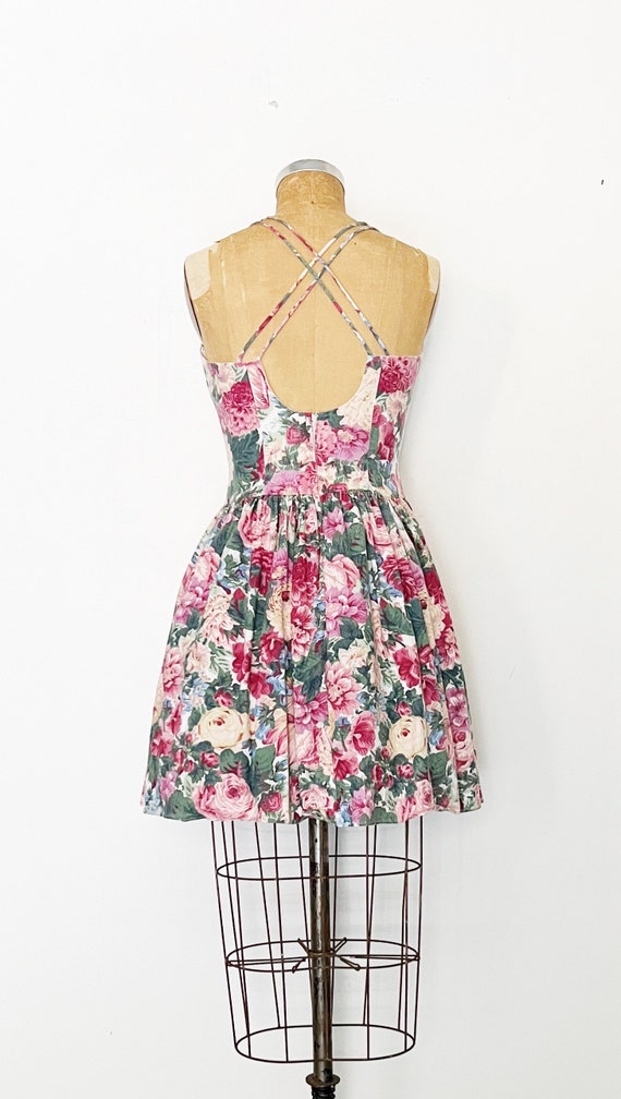 1990s / 90s Vintage Floral and Lace Mini Party Dr… - image 5