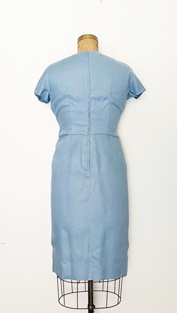 1950s / 50s Vintage Blue on Blue Sheath Dress / M… - image 5