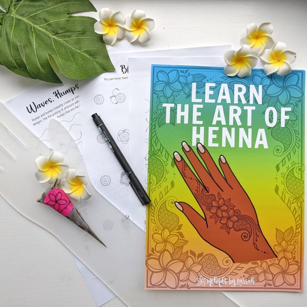 Henna Art Mehndi Designs lernen - Schritt für Schritt Anleitung - Digital druckbare Arbeitsblätter - DIY Muster erstellen - Temporäre Tattoo Designs e-Book