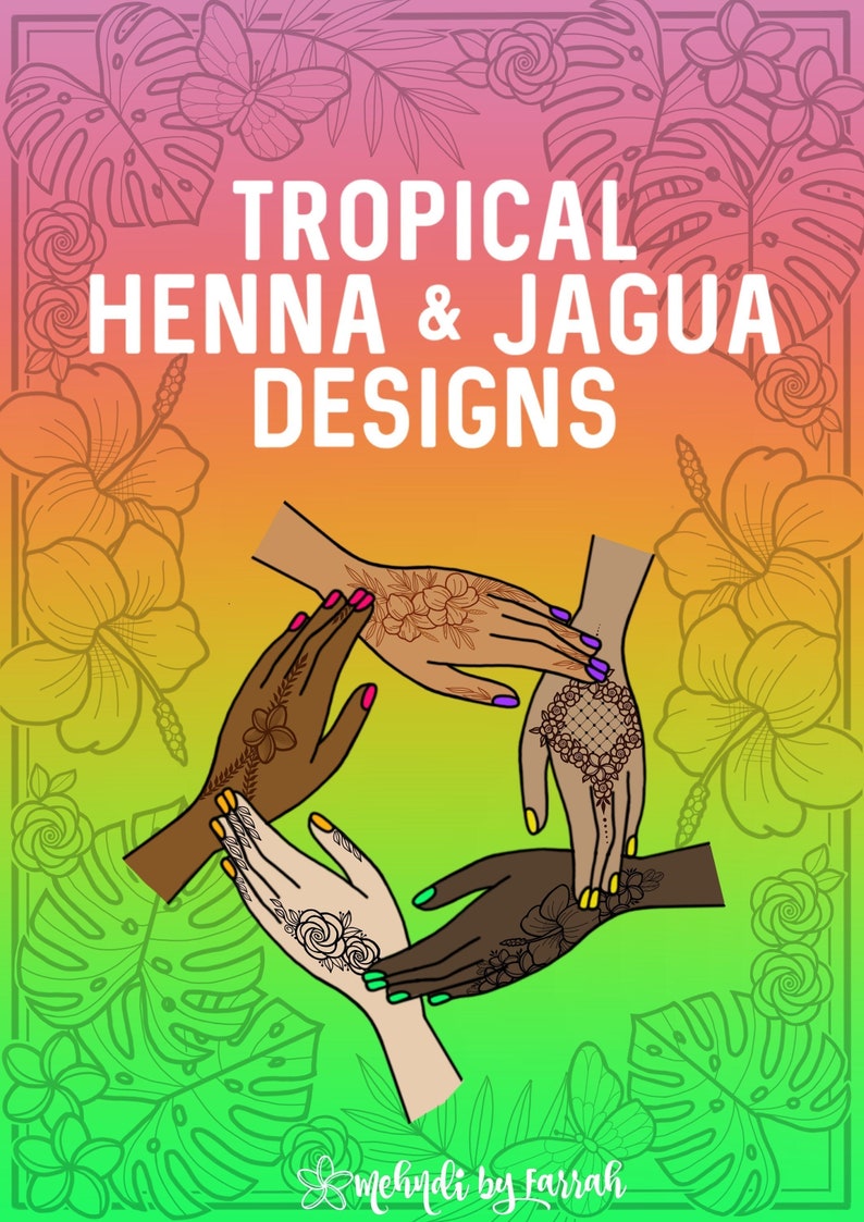 Henna Mehndi and Jagua Tropical Design Pattern Digital Book 100 Unique Patterns Art Ebook image 1