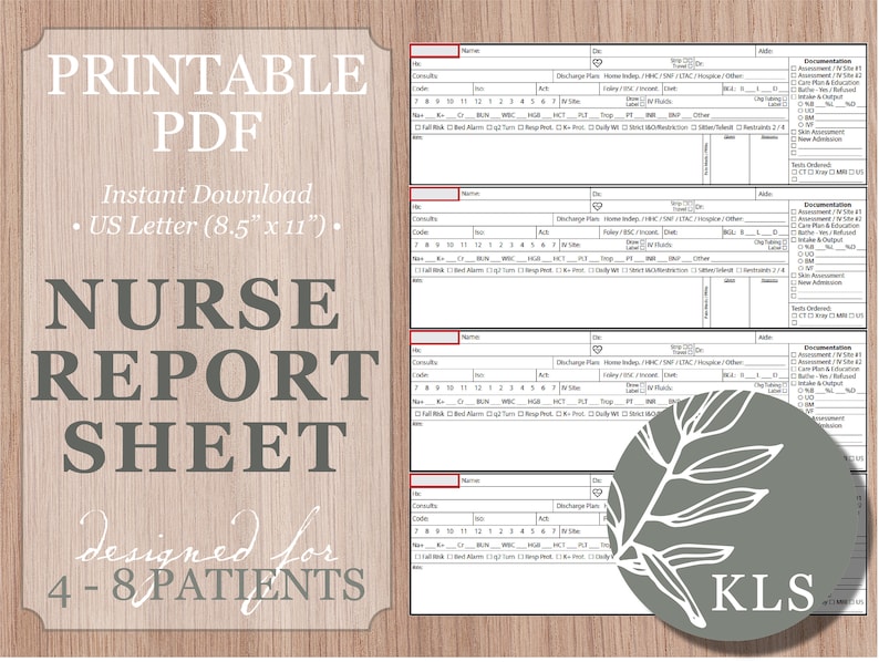 4 Patients Nurse Report Sheet Brains Sheet Etsy