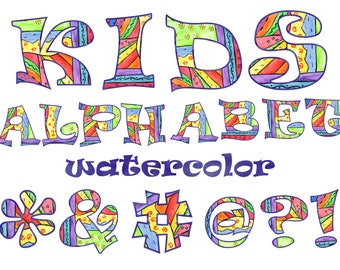 Alphabet clipart: "KIDS ALPHABET" Back to school,Colorful Alphabet,Alphabet images,Cute Letters,Alphabet scrapbook, PNG Alphabet,Cute fonts