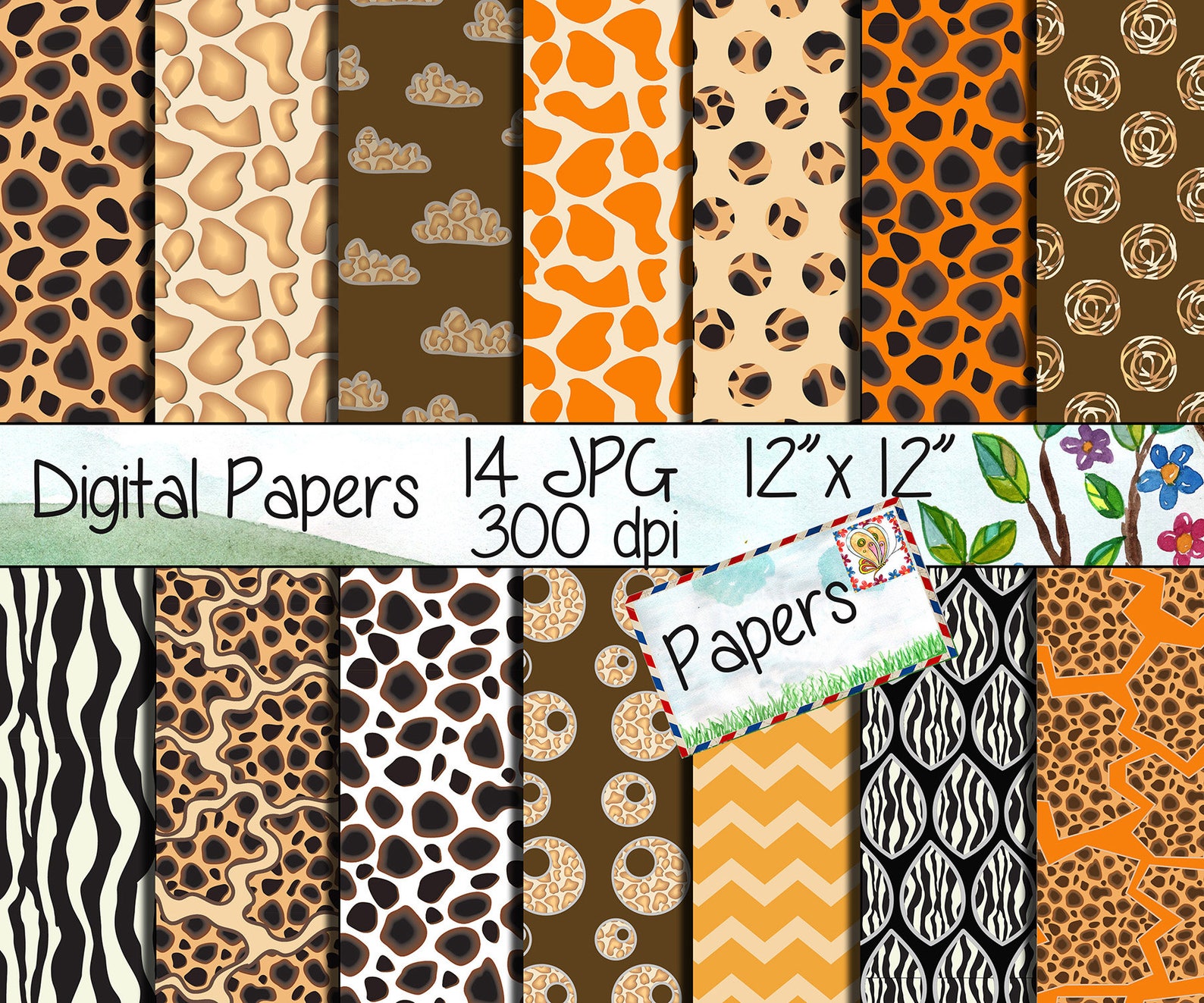 Safari Animal Pattern Printables Paper Safari Animal Pattern Printables Paper