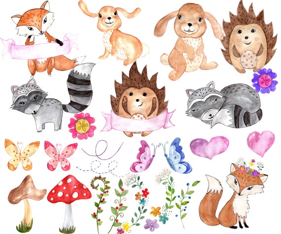 arte, acquerello carta Fauna Selvatica regalo ORIGINALE Stampa Woodland Amici animali