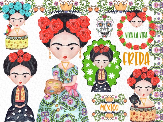 Frida Kahlo Clipart: WATERCOLOR FRIDA CLIPART | Etsy