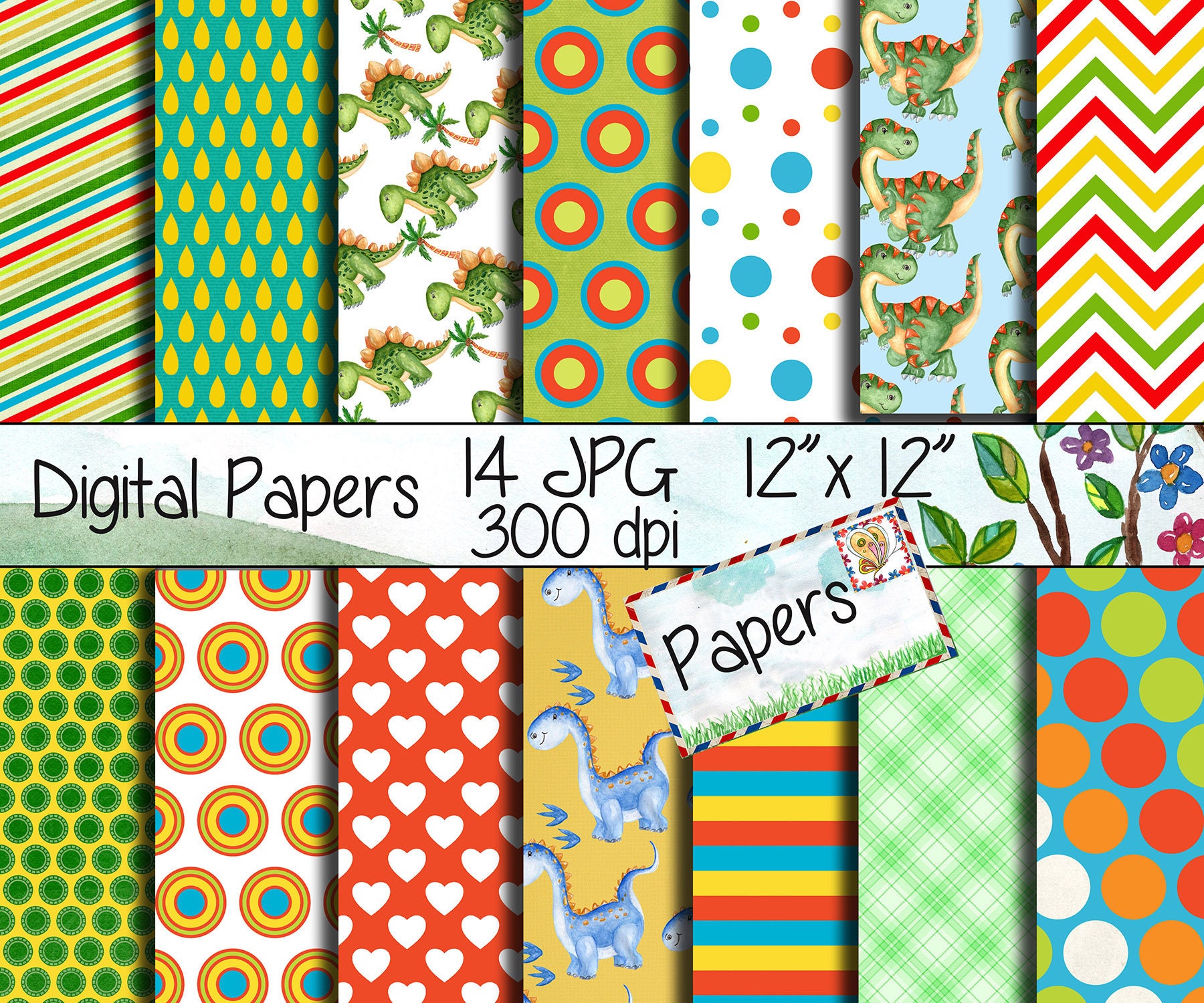 Download Dinosaur digital paper: DINO DIGITAL PAPER Paper | Etsy