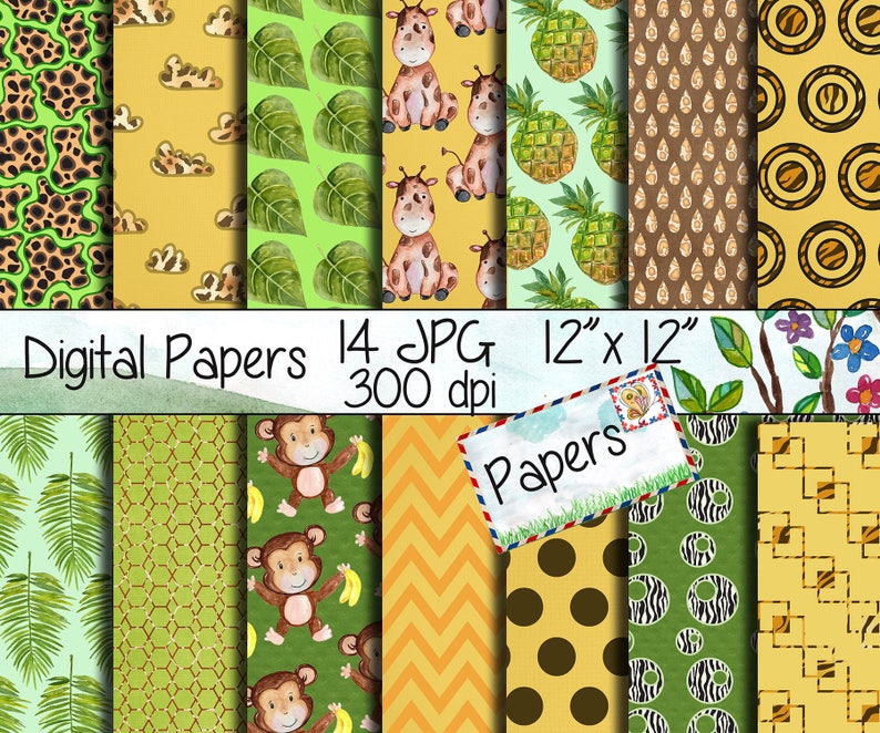 Safari Digital Paper animal PRINT Paper Safari Etsy