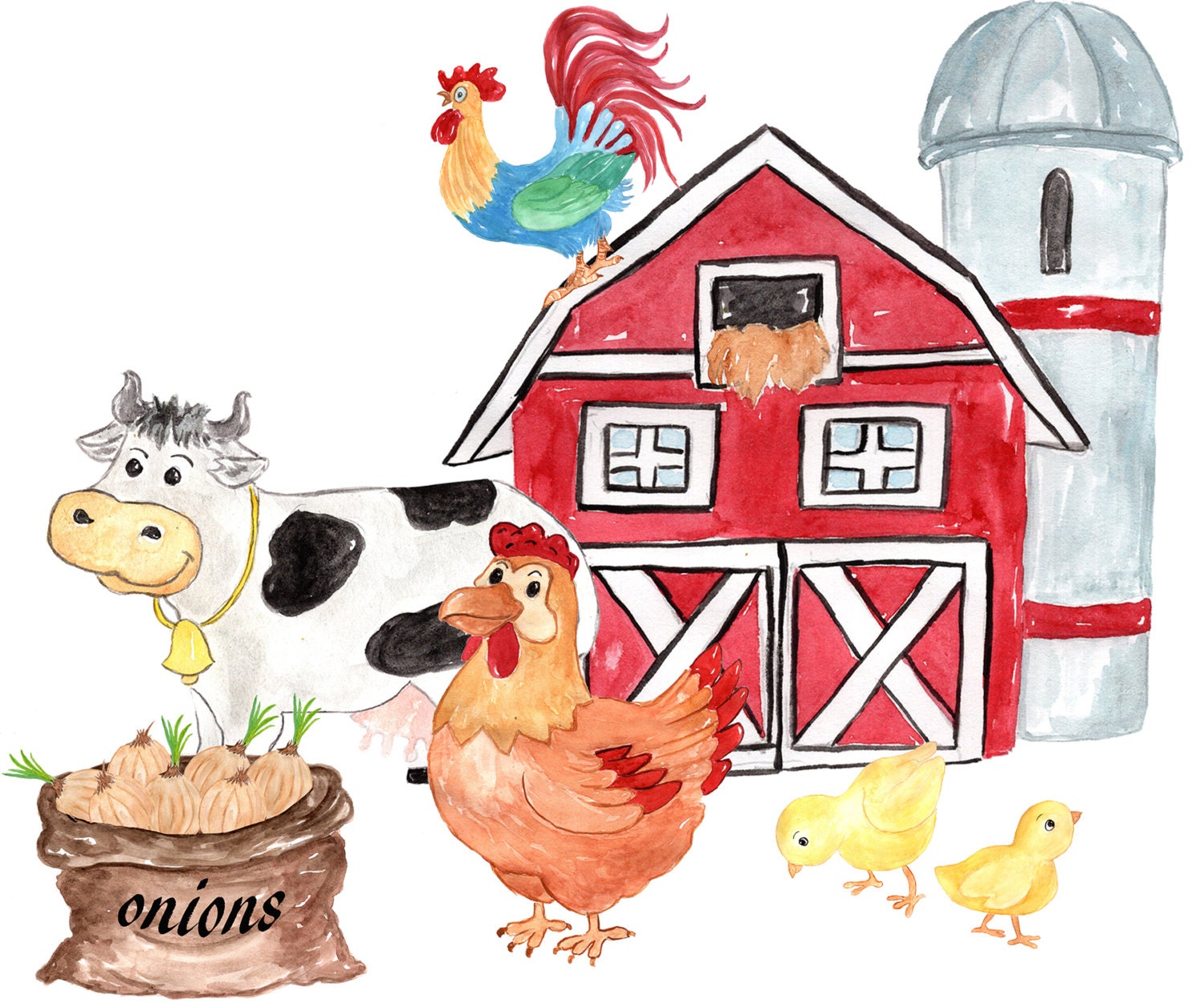Bauernhof Tiere Clipart: FARM ClipArt Aquarell | Etsy