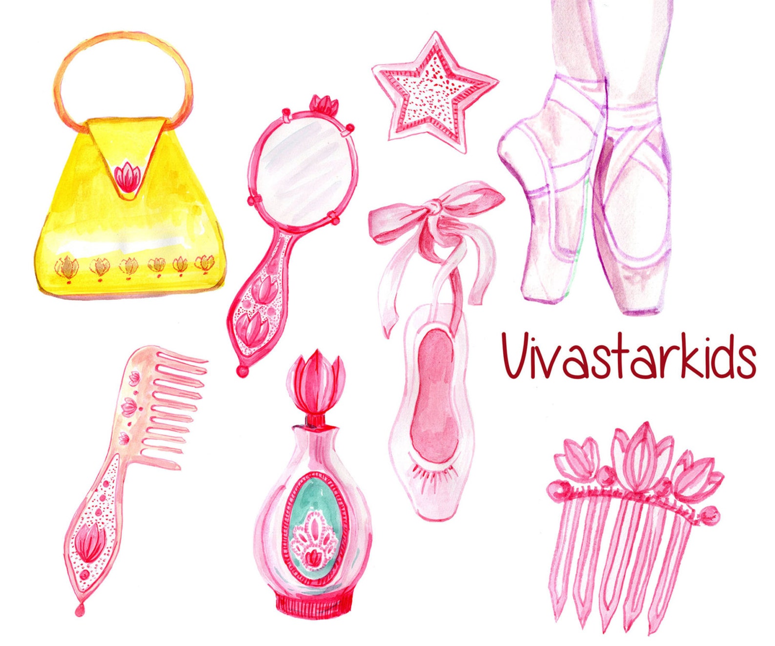 watercolor ballerina clipart: 