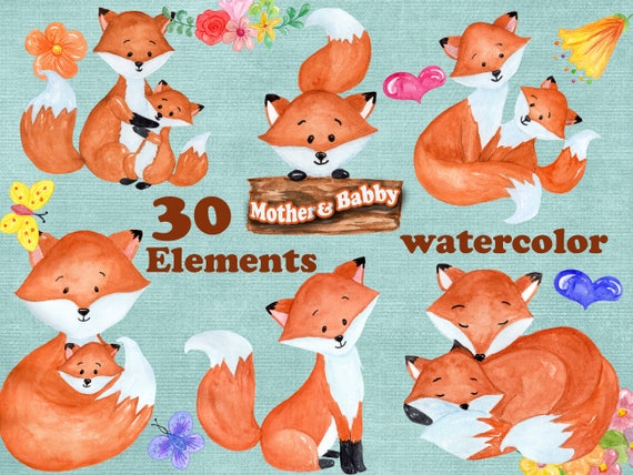 Clipart De Renard Maman Et Bebe Aquarelle Clipart Etsy Clipart De Renard Maman Et Bebe Aquarelle Clipart Etsy