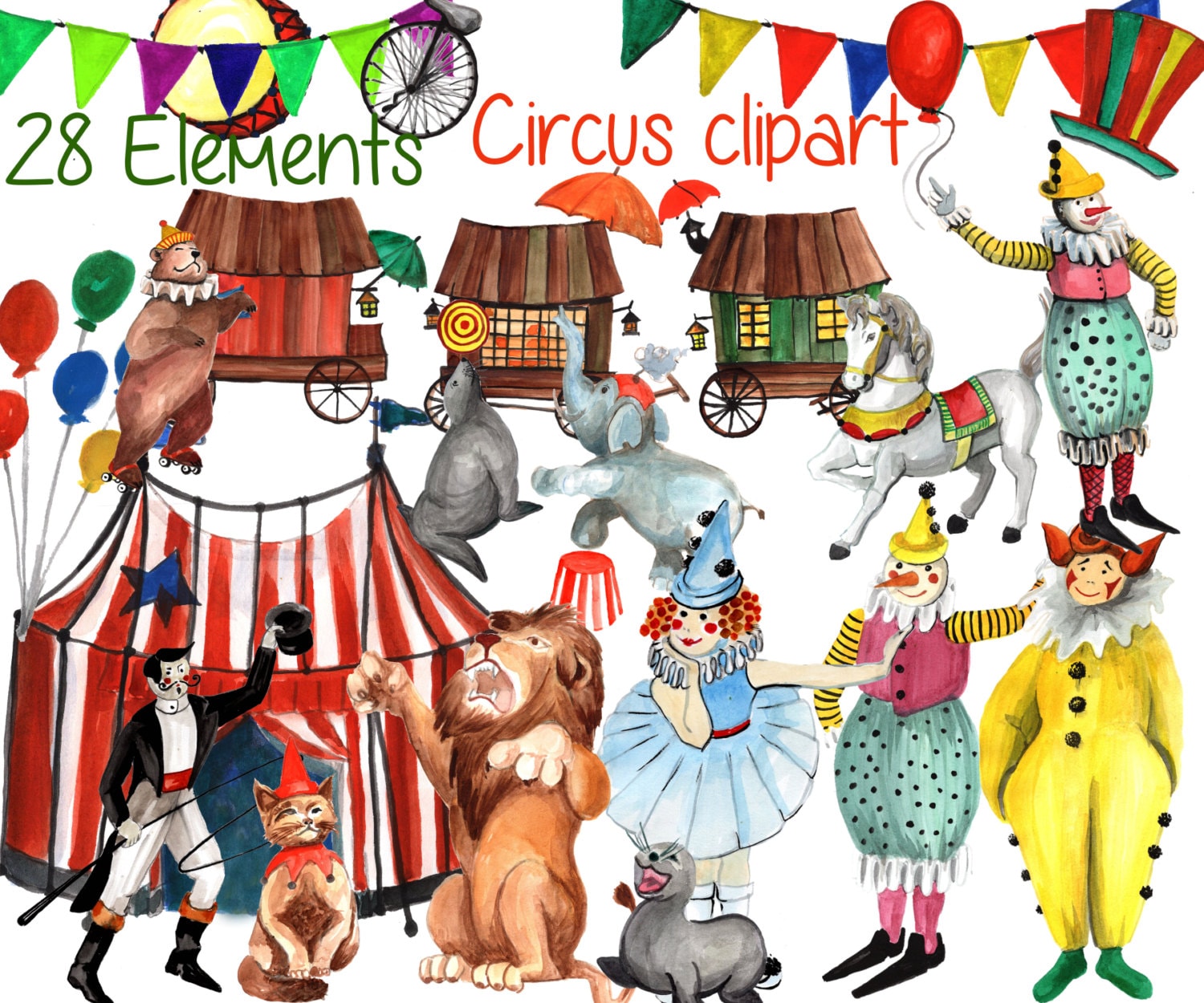 Circus Clipart kids CLIP Art Vintage Circus Art Etsy