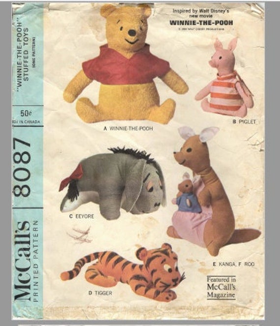 Iconic Winnie the Pooh Sewing Pattern Mccalls 8087 Ebook Pooh Etsy UK