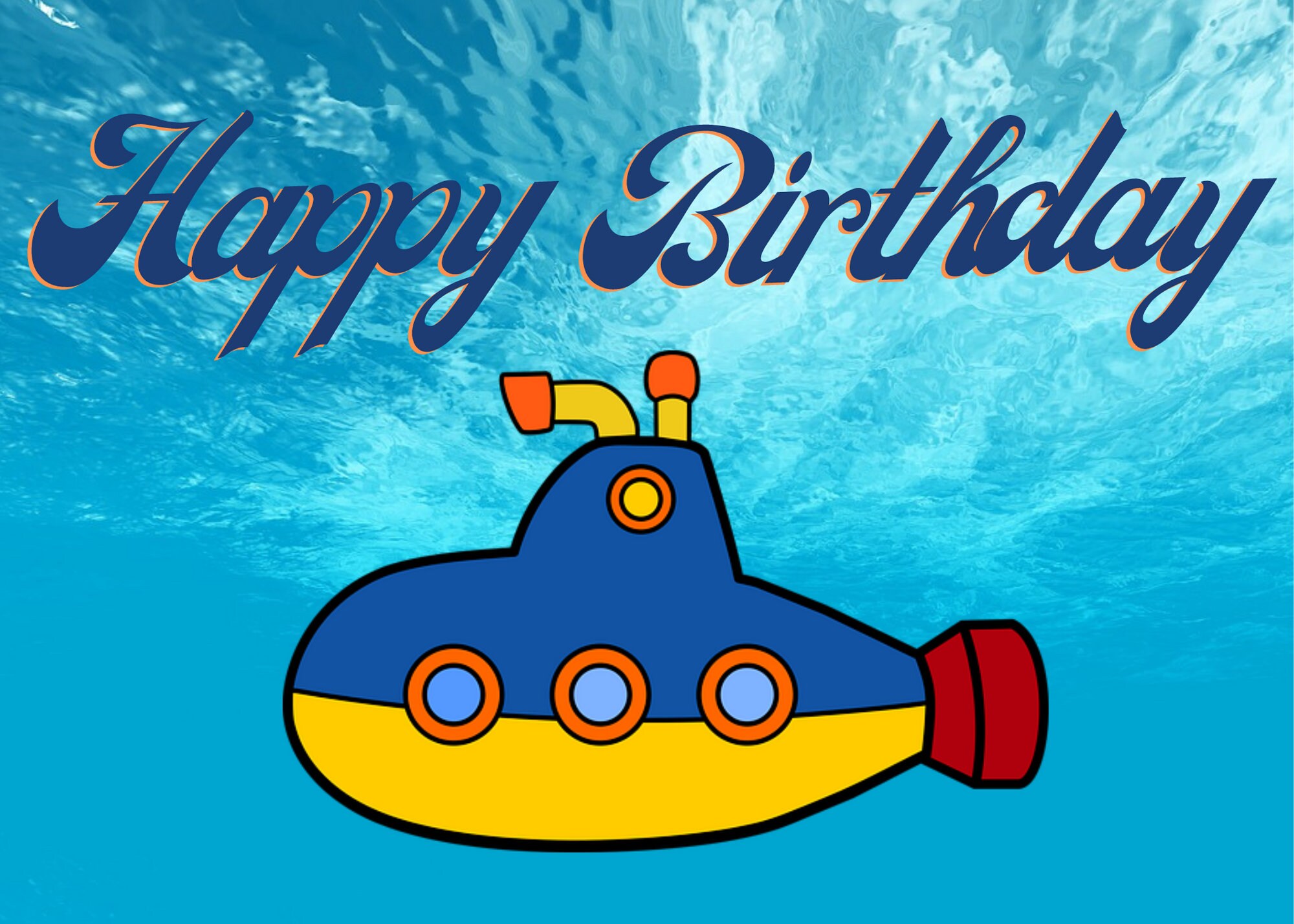 Printable Happy Birthday Card submarine theme | Etsy