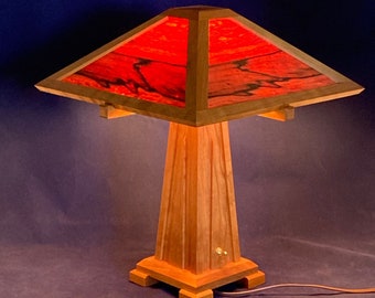 Tineo Veneer Bottom Supported Lamp with Cherry Arts and Craft Base