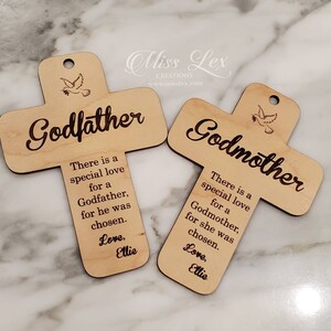 Wood Godparents Cross for Baptism