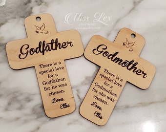 Wood Godparents Cross for Baptism