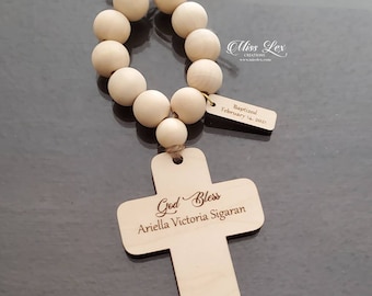 Large Custom Engraved Beaded Baptism Favor