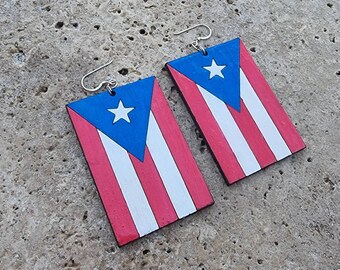 PR Flag Wood Painted Earrings