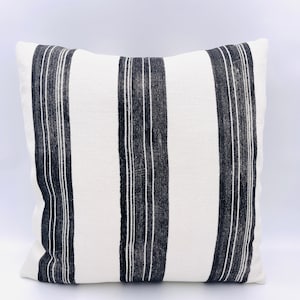 Kelly Wearstler &quot;Askew&quot; Cotton and Linen Striped Designer Fabric Pillow Cover - Made To Order